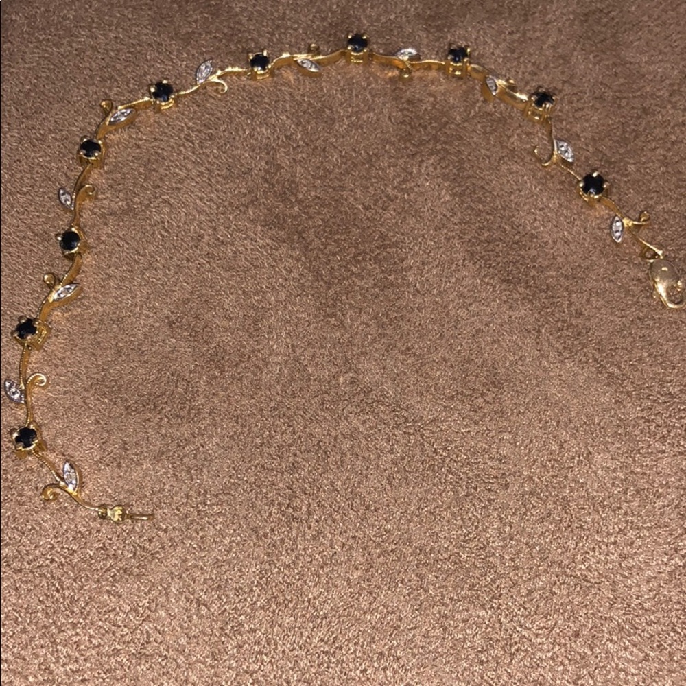 Blue Sapphire and Diamond 14k gold bracelet